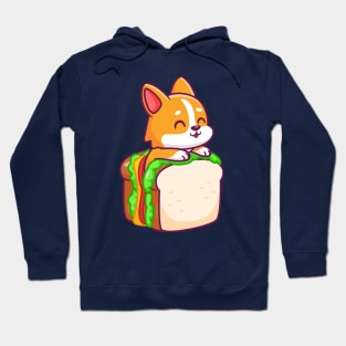 Cute Corgi Dog In Sandwich Cartoon Hoodie